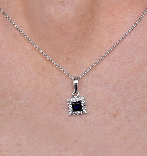 Stellato Sapphire and Diamond Pendant Necklace in 9K White Gold